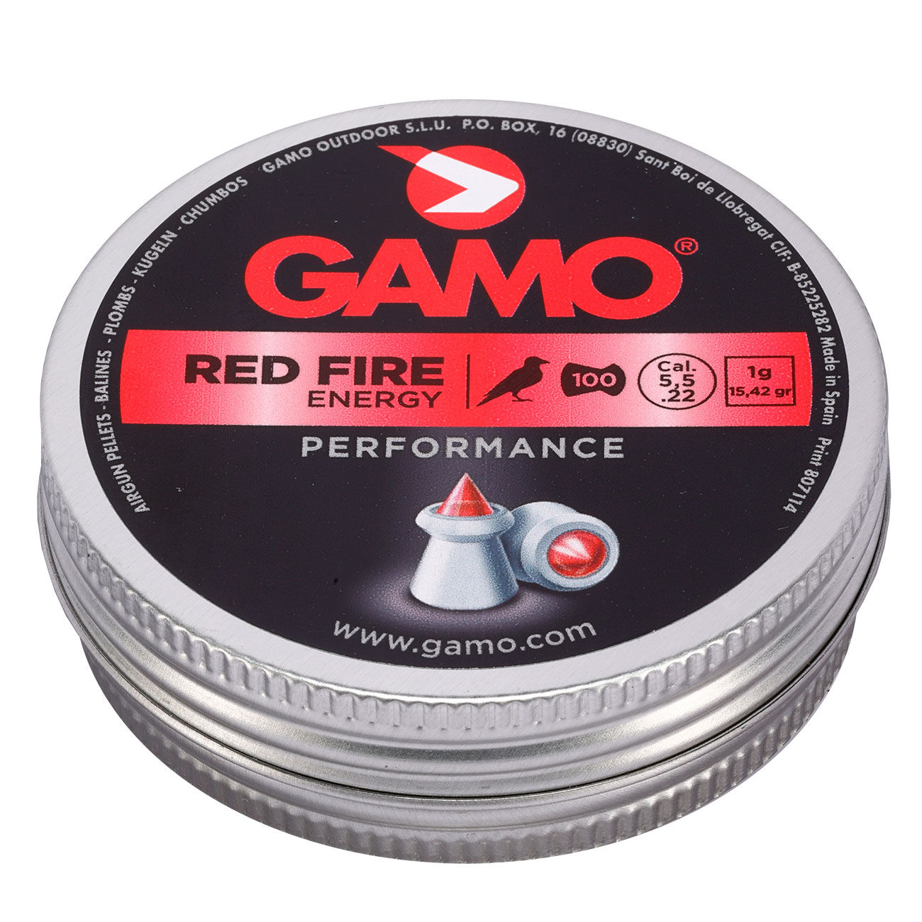 Gamo Spitzkopf Diabolos Red Fire Polymerspitze Kal. 5,5mm 1,0g 100er Dose Bild 1