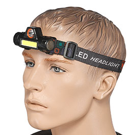 LED-Stirnlampe COB 4in1 mit Magnet schwarz inkl. USB-C Ladekabel