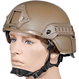 WoSport Airsoft Helm MICH 2000 Standard Style mit NVG Mount verstellbar tan