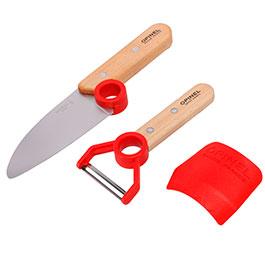 Opinel Kchenset fr Kinder le petit chef rot 3-teilig Messer, Schler und Fingerschutz