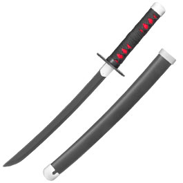 Haller Mini Katana Demon Slayer Tanjiro schwarz/rot inkl. Scheide und Schwertstnder