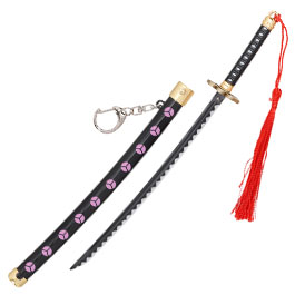 Schlsselanhnger Mini Katana One Piece Zoro Shusui schwarz/lila inkl. Scheide und Schwertstnder