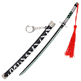 Schlsselanhnger Mini Katana Demon Slayer Sanemi schwarz/grn inkl. Scheide und Schwertstnder