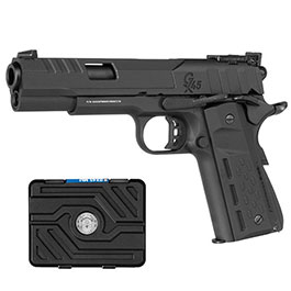 G&G GX45 MkV Vollmetall GBB 6mm BB schwarz inkl. Pistolenkoffer