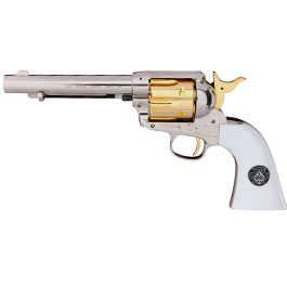 Colt Single Action Army .45 Smoke Wagon CO2-Revolver Kal. 4,5mm Stahl-BB silber/gold Limited Edition