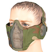 WoSport WST Battlefield Glory Airsoft Gittermaske Lower Face mit Ohrabdeckung woodland