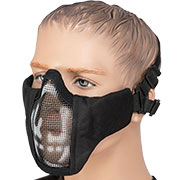 WoSport WST Glory Airsoft Gittermaske Lower Face Black Skull