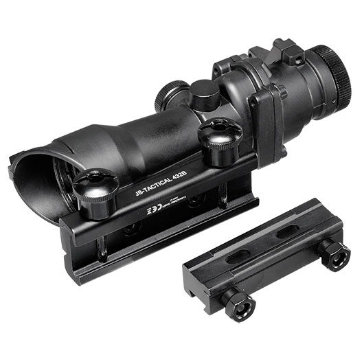 JS-Tactical Compact Type Scope 4x32 m. Mil-Dot Absehen inkl. 11 / 22 mm Halterung schwarz Bild 8