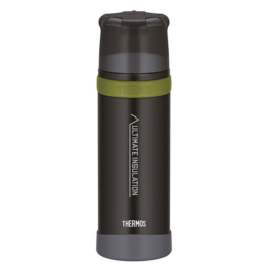 Thermos Isolierflasche Mountain Beverage 0,75 Liter matt schwarz inkl. Trinkbecher