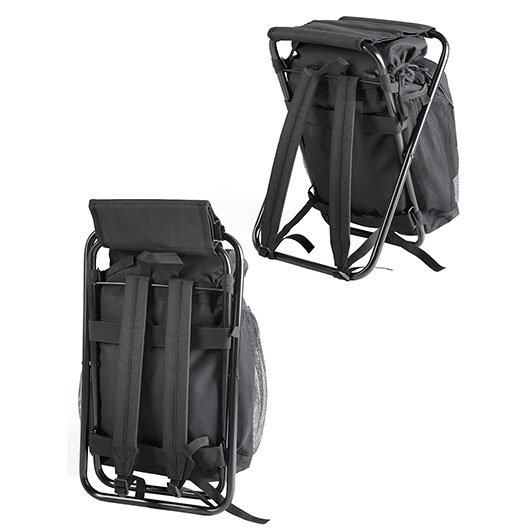 Mil-Tec Ansitzrucksack 20 Liter schwarz mit Hocker Bild 1