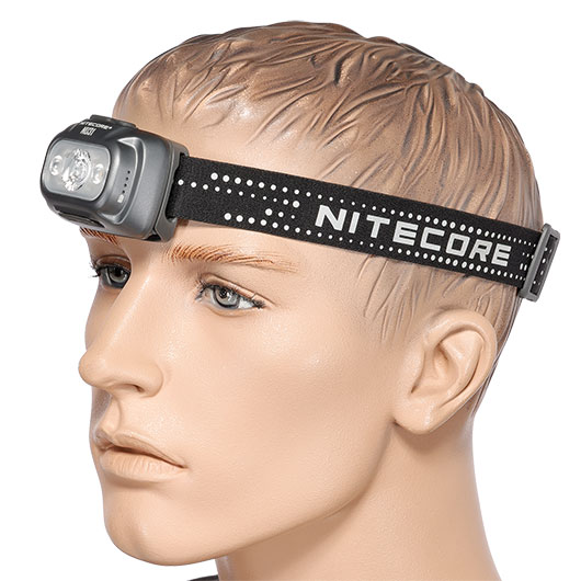 Nitecore LED-Stirnlampe NU31 - 550 Lumen grau inkl. USB-C Ladekabel, Kopfband und Diffusor-Kappe