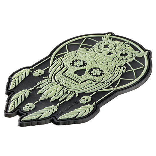 JTG 3D Rubber Patch mit Klettflche Calavera Owl Dreamcatcher nachleuchtend Bild 1