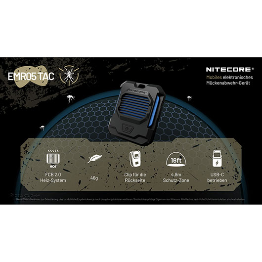 Nitecore Mckenabwehrgert EMR05 TAC schwarz inkl. USB-C Ladekabel und MOLLE Halterung Bild 11