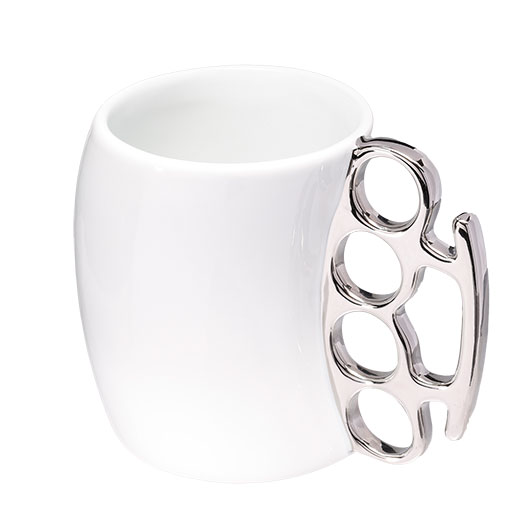 Schlagring Tasse wei/silber