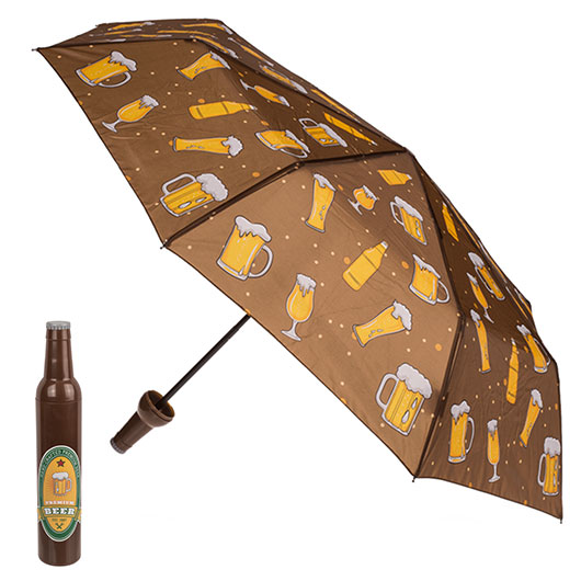 Regenschirm Bierkrugmotiv mit Bierflaschenhlle 90 cm