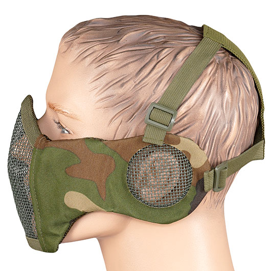 WoSport WST Battlefield Glory Airsoft Gittermaske Lower Face mit Ohrabdeckung woodland Bild 2