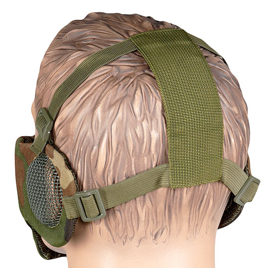 WoSport WST Battlefield Glory Airsoft Gittermaske Lower Face mit Ohrabdeckung woodland Bild 3