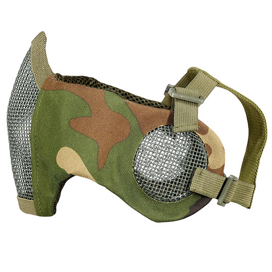 WoSport WST Battlefield Glory Airsoft Gittermaske Lower Face mit Ohrabdeckung woodland Bild 6