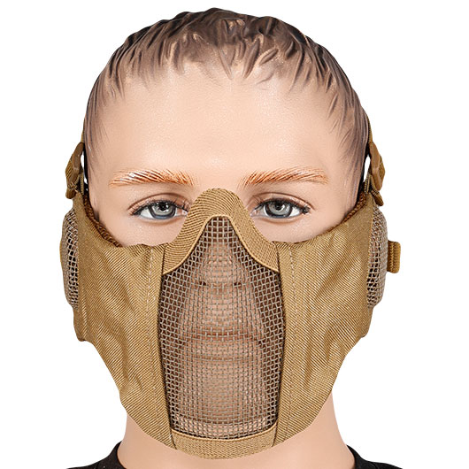 WoSport WST Battlefield Glory Airsoft Gittermaske Lower Face mit Ohrabdeckung tan Bild 1