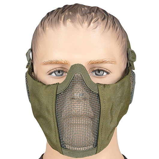 WoSport WST Battlefield Glory Airsoft Gittermaske Lower Face mit Ohrabdeckung oliv Bild 1