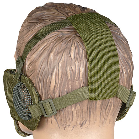 WoSport WST Battlefield Glory Airsoft Gittermaske Lower Face mit Ohrabdeckung oliv Bild 3