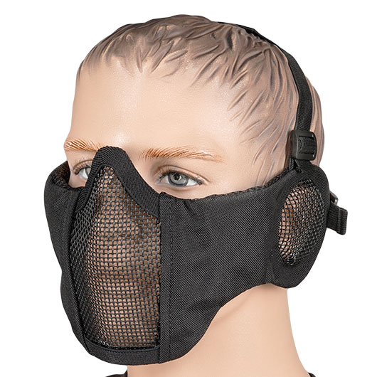 WoSport WST Battlefield Glory Airsoft Gittermaske Lower Face mit Ohrabdeckung schwarz