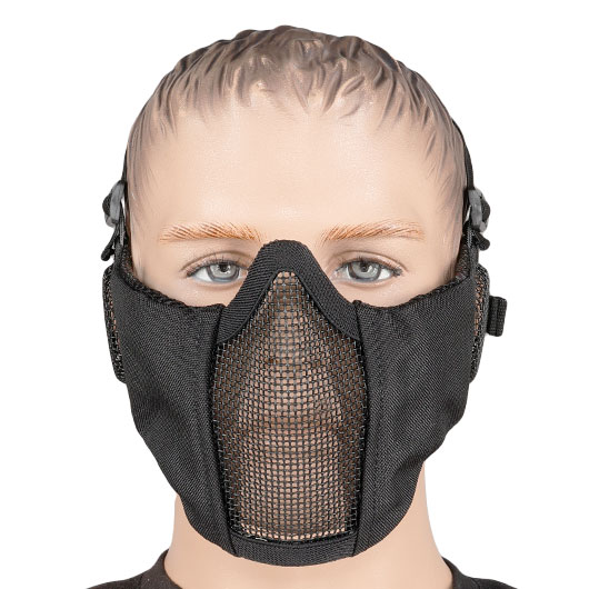 WoSport WST Battlefield Glory Airsoft Gittermaske Lower Face mit Ohrabdeckung schwarz Bild 1