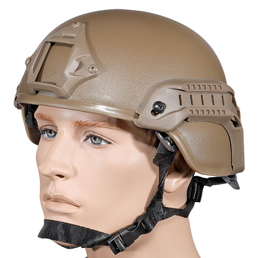 WoSport Airsoft Helm MICH 2000 Standard Style mit NVG Mount verstellbar tan