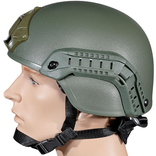 WoSport Airsoft Helm MICH 2000 Standard Style mit NVG Mount verstellbar oliv Bild 2