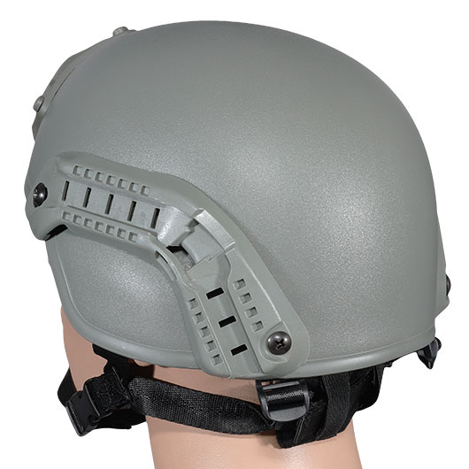 WoSport Airsoft Helm MICH 2000 Standard Style mit NVG Mount verstellbar grau Bild 3