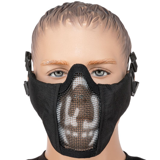 WoSport WST Glory Airsoft Gittermaske Lower Face Black Skull Bild 1