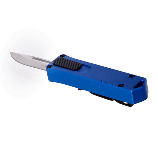 Bker Plus OTF Messer Micro USB D2 Stahl blau/silber inkl. Grtelclip Bild 2