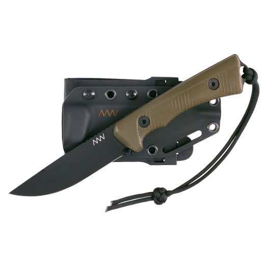 ANV Knives Outdoormesser P200 Sleipner Stahl Cerakote schwarz/oliv inkl. Kydexscheide Bild 3