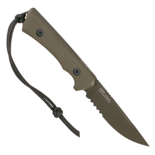 ANV Knives Outdoormesser P200 mit Sgezahnung Sleipner Stahl Cerakote oliv inkl. Kydexscheide Bild 1