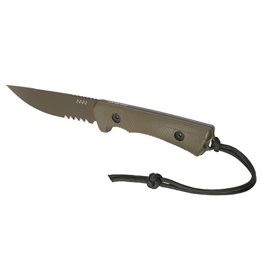 ANV Knives Outdoormesser P200 mit Sgezahnung Sleipner Stahl Cerakote oliv inkl. Kydexscheide Bild 6