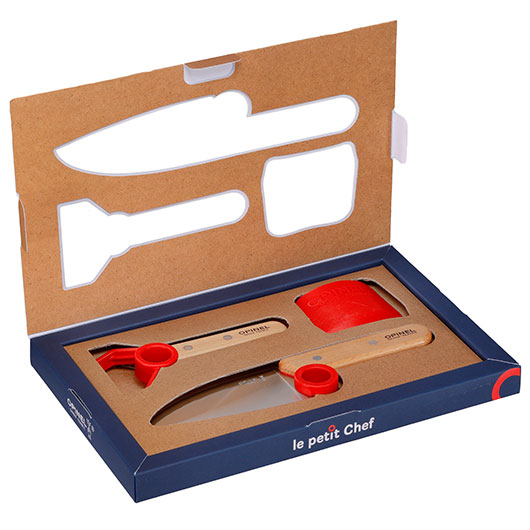 Opinel Kchenset fr Kinder le petit chef rot 3-teilig Messer, Schler und Fingerschutz Bild 1