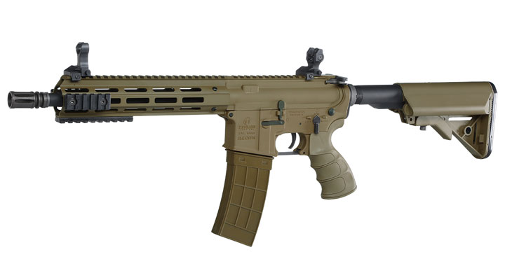 Versandrcklufer Tippmann M4 Recon CQB 9.5 Zoll M-LOK Polymer S-AEG 6mm BB Tan