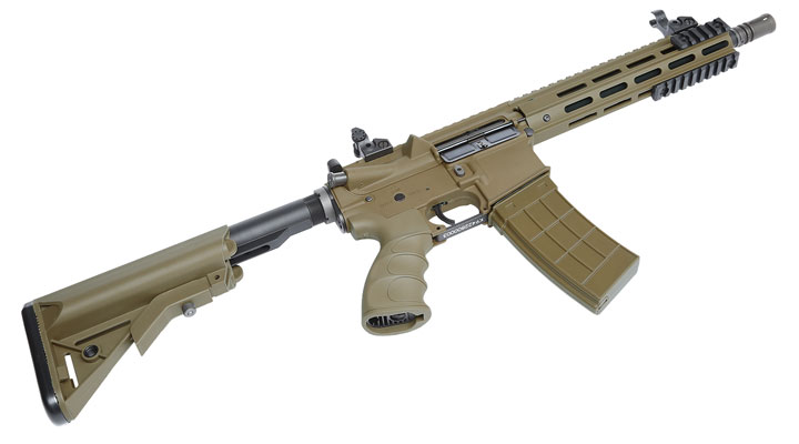 Versandrcklufer Tippmann M4 Recon CQB 9.5 Zoll M-LOK Polymer S-AEG 6mm BB Tan Bild 5