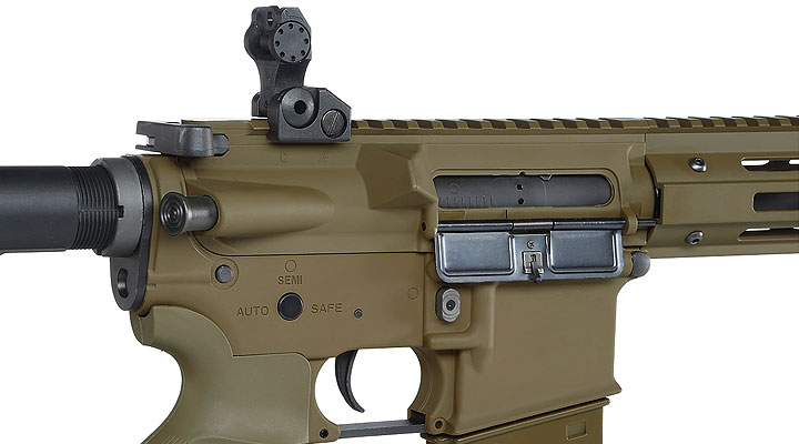 Versandrcklufer Tippmann M4 Recon CQB 9.5 Zoll M-LOK Polymer S-AEG 6mm BB Tan Bild 8