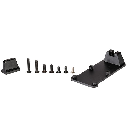 RWA CNC Aluminium RMR Sight Direkthalterung inkl. Visierung vorne schwarz f. VFC Glock / EXA GBB Serie