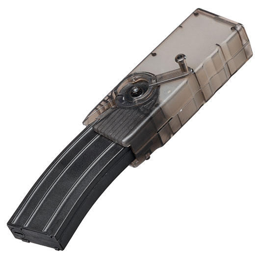 WoSport 1000 Rounds Silent Magazin-Speedloader f. M4 AEG / S-AEG Magazine grau-transparent Bild 7