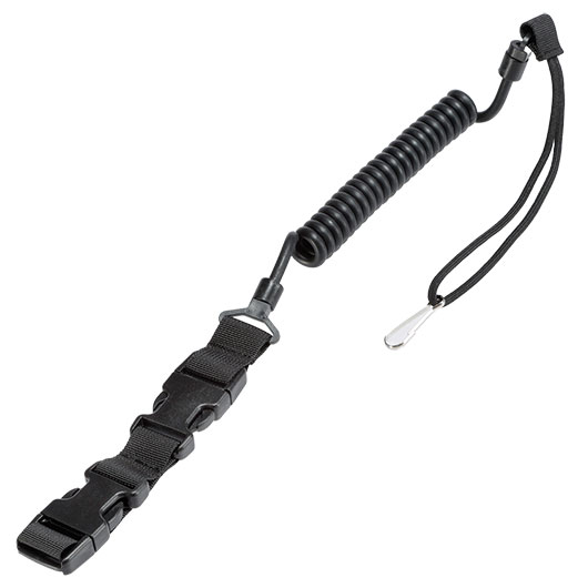 WoSport Upgraded Pistolen Lanyard / Fangriemen mit Schlaufe schwarz