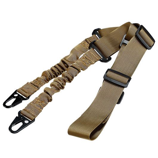 WoSport 2-Punkt Tragegurt Dual Bungee Universal Tactical mit Metallkarabiner tan Bild 5