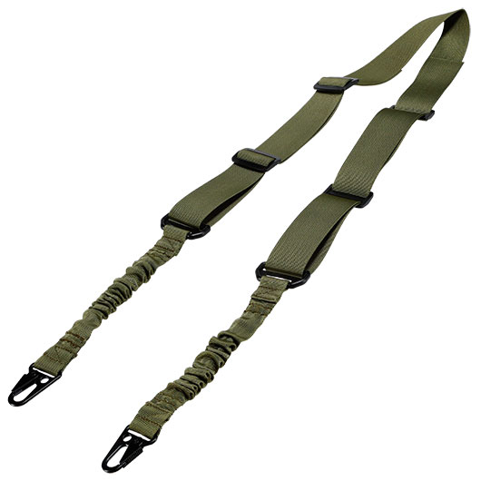 WoSport 2-Punkt Tragegurt Dual Bungee Universal Tactical mit Metallkarabiner oliv