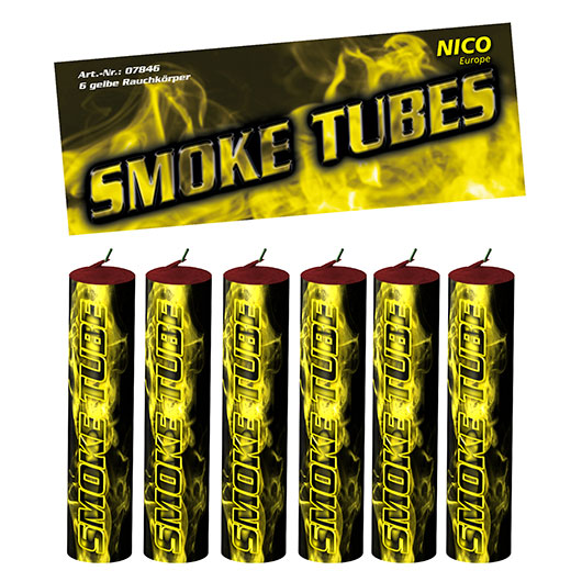 Nico Feuerwerk Smoke Tube 6 Stck gelb