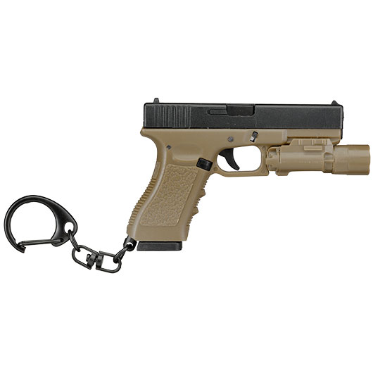 WoSport Schlsselanhnger G17 Pistole mit Lampe 1:4 Miniaturmodell tan/schwarz Bild 3