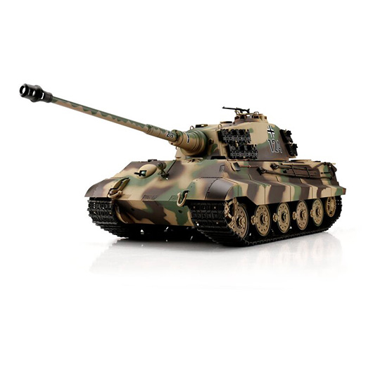 Heng-Long RC Panzer Knigstiger Henschelturm, tarn 1:16 schussfhig, Infrarot-Gefechtssystem, Rauch & Sound, Metallgetriebe,