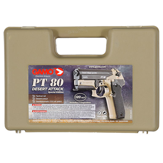 Gamo PT-80 Desert Attack CO2 Luftpistole 4,5 mm Diabolo tan/schwarz inkl. Pistolenkoffer Bild 4