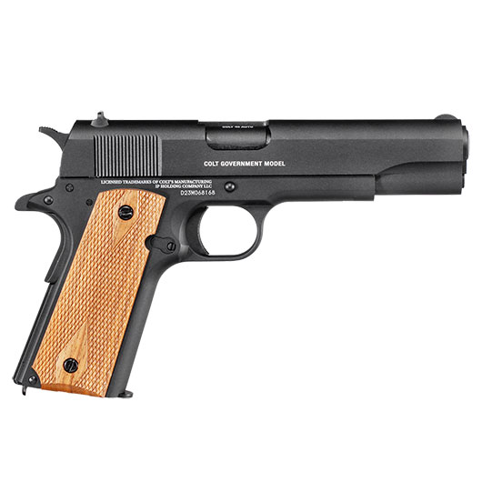 Colt 1911 Classic CO2 Luftpistole 4,5 mm BB Blowback schwarz mit Walnussholz Griffschalen Bild 3