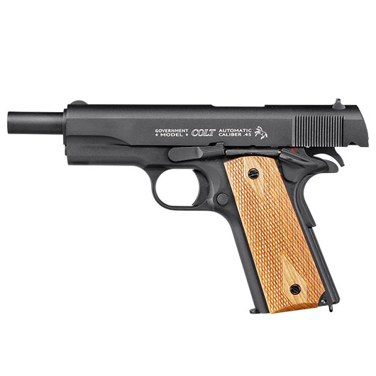 Colt 1911 Classic CO2 Luftpistole 4,5 mm BB Blowback schwarz mit Walnussholz Griffschalen Bild 6